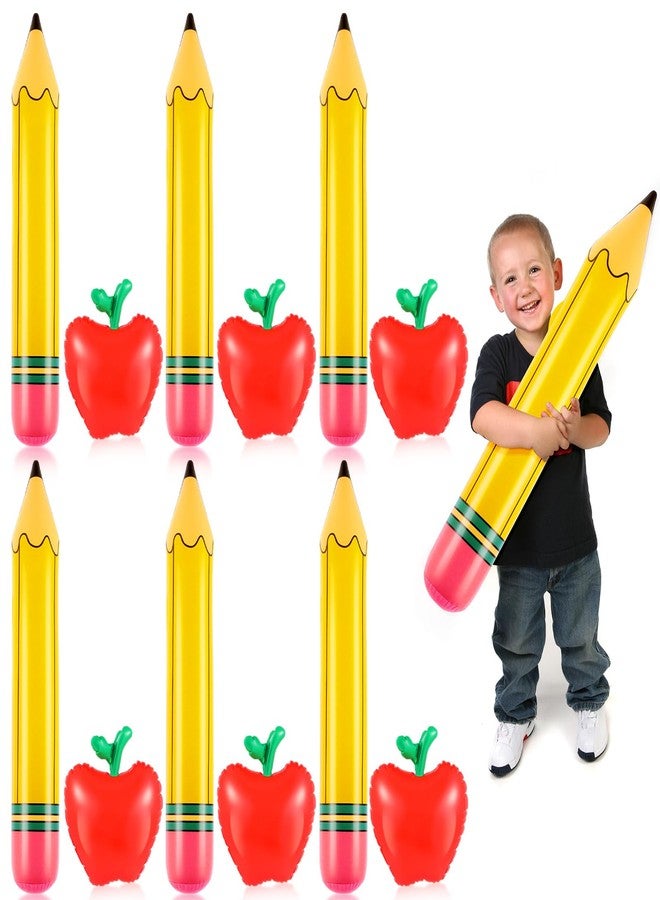 LaRandom 12 Pcs Giant Inflatable Pencils and Fruits Balloons Set Large Blow up Pencil Fruit Classroom Decoration for Back to School Classroom Garden Room Birthday Party Indoor Outdoor Decor - Image 1